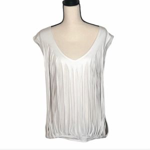 BCBGMaxAzria White Shirt withDistressed Overlay